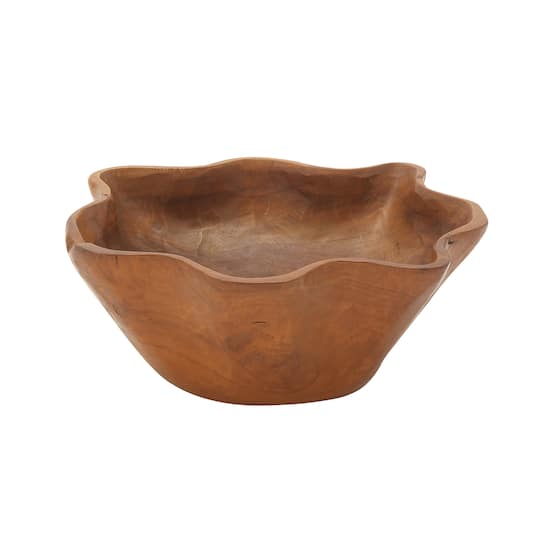 14" Brown Wood Natural Decorative Bowl
